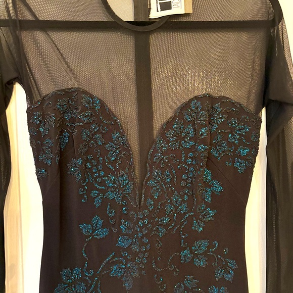 Vintage Tadashi Shoji Black and Blue Mermaid Gown size XS - Picture 16 of 16